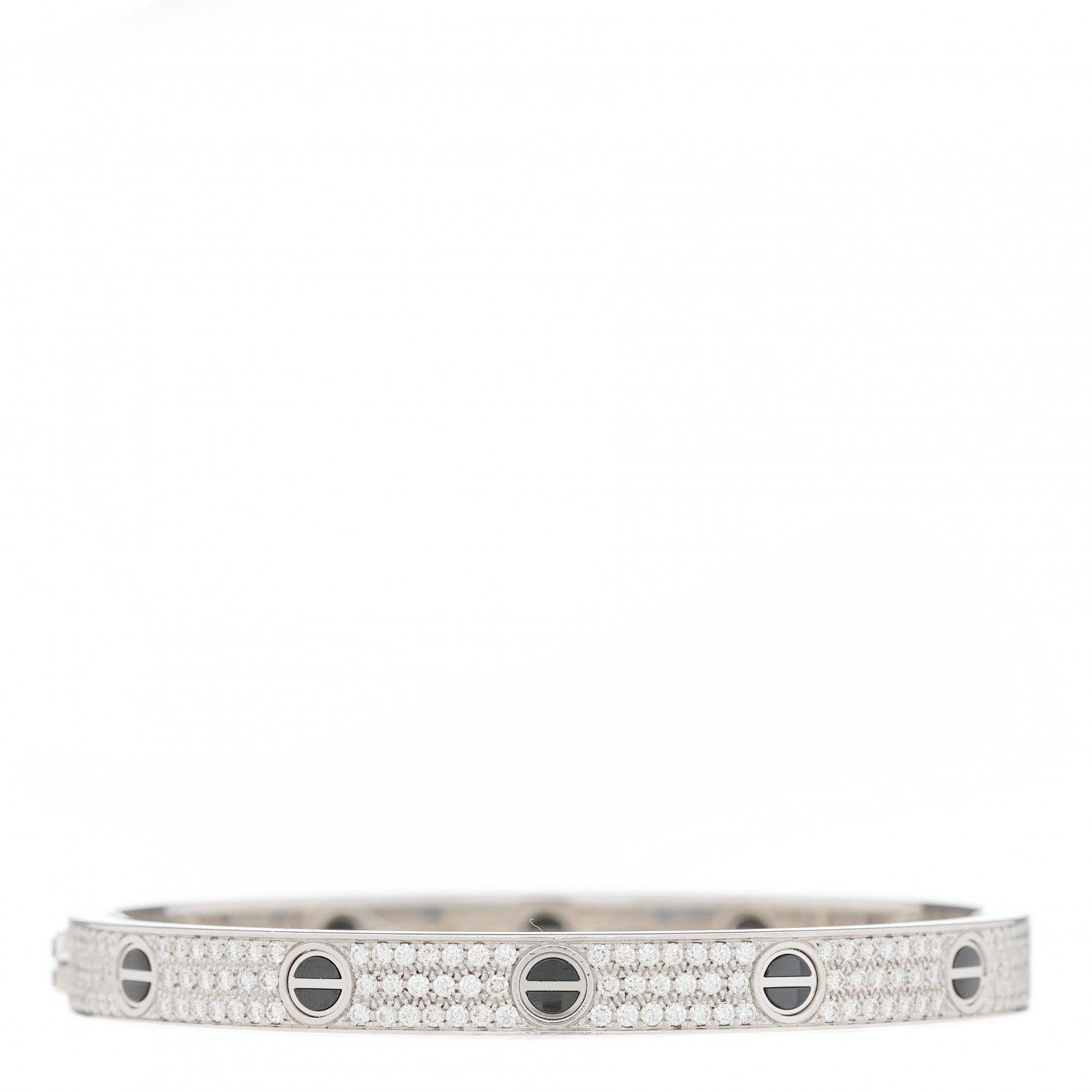 Cartier 18K White Gold Diamond Ceramic LOVE Paved Bracelet 18 2 of 3