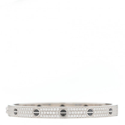 Cartier 18K White Gold Diamond Ceramic LOVE Paved Bracelet 18 2 of 3