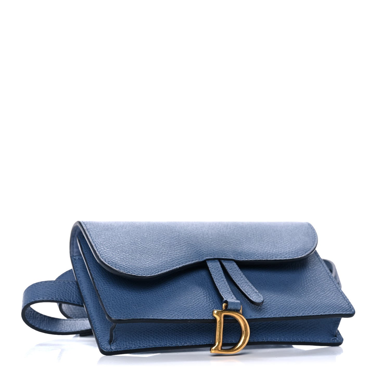 Grained Calfskin Saddle Belt Bag Denim Blue