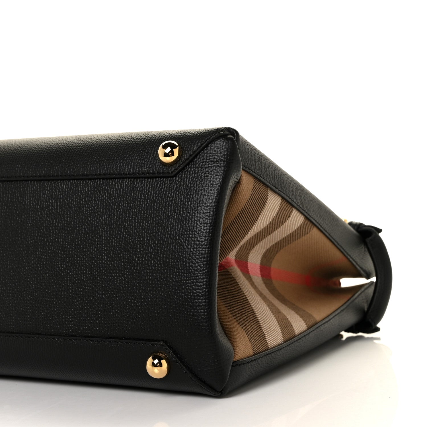 Burberry Derby Calfskin House Check Medium Banner Tote Black 8 of 8