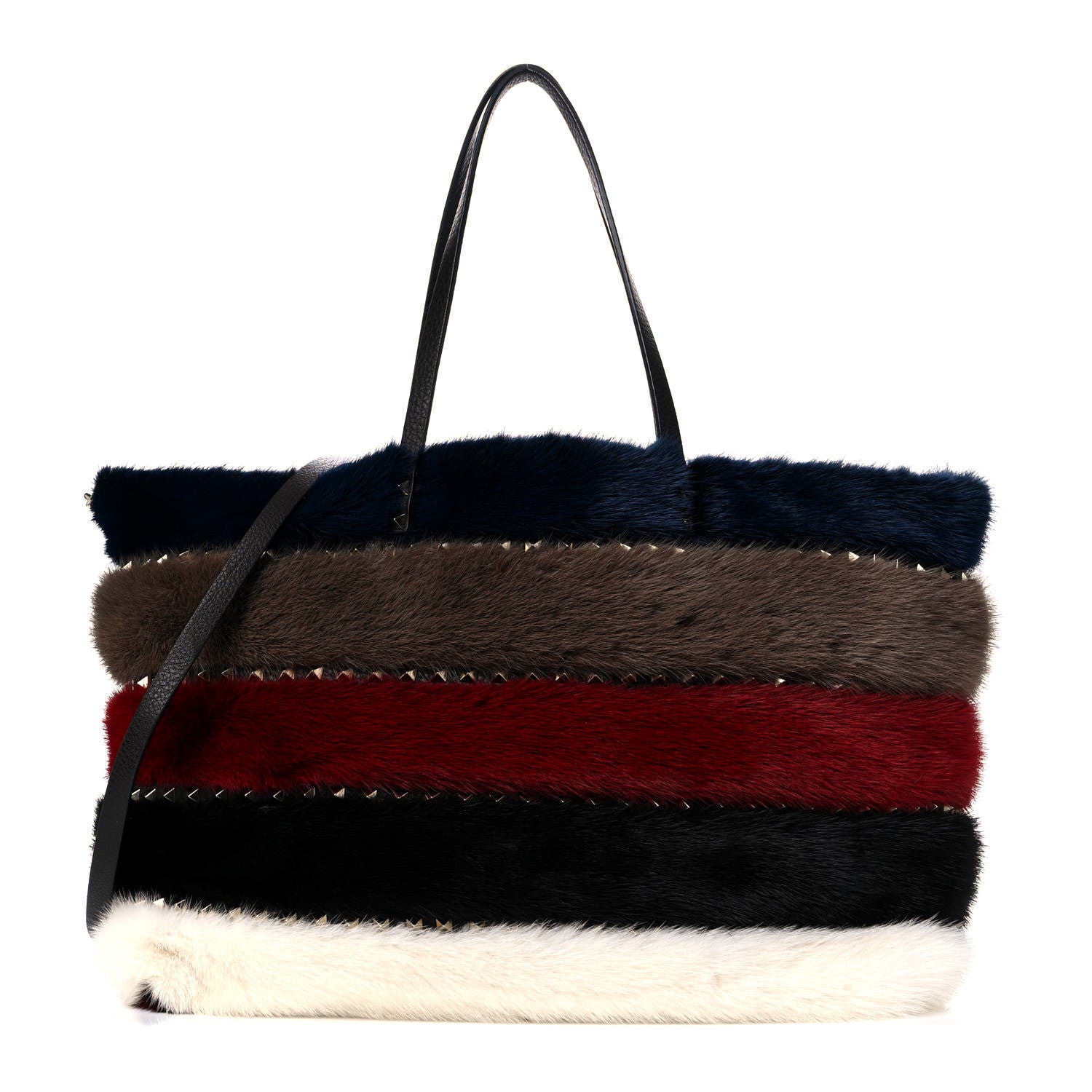 Valentino Garavani Mink Fur Rockstud Large Tote Multicolor 1 of 11