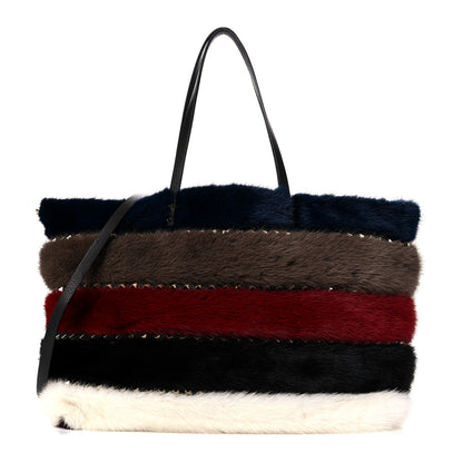 Valentino Garavani Mink Fur Rockstud Large Tote Multicolor 1 of 11