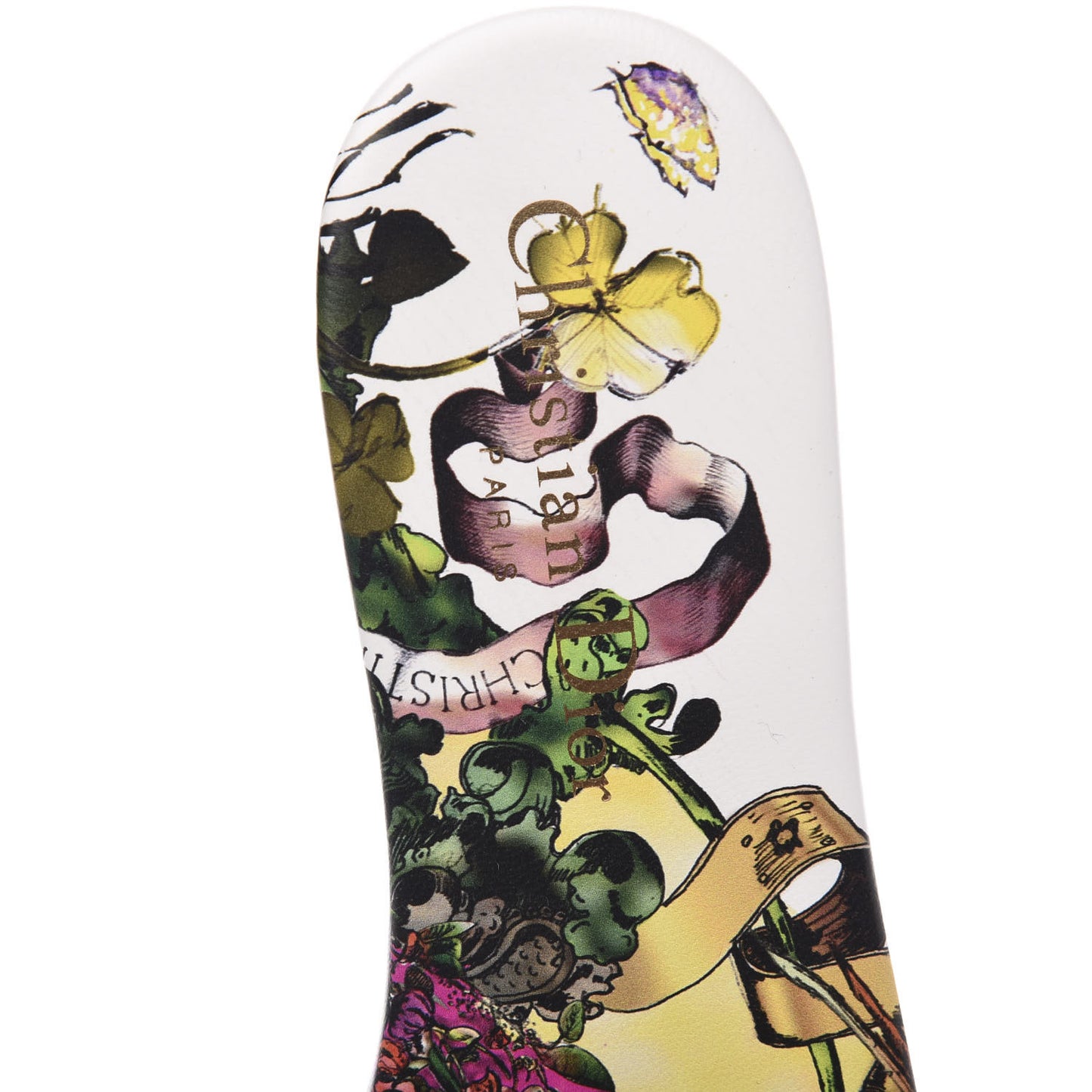 Canvas Le Coeur En Fleurs Embroidered Dway Flat Slide Sandals 36 Cream Black Multicolor