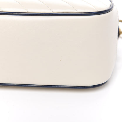 Gucci Vintage Effect Calfskin Matelasse Diagonal Small Torchon GG Marmont Bamboo Top Handle Shoulder Bag Mystic White Blue Agata 10 of 11