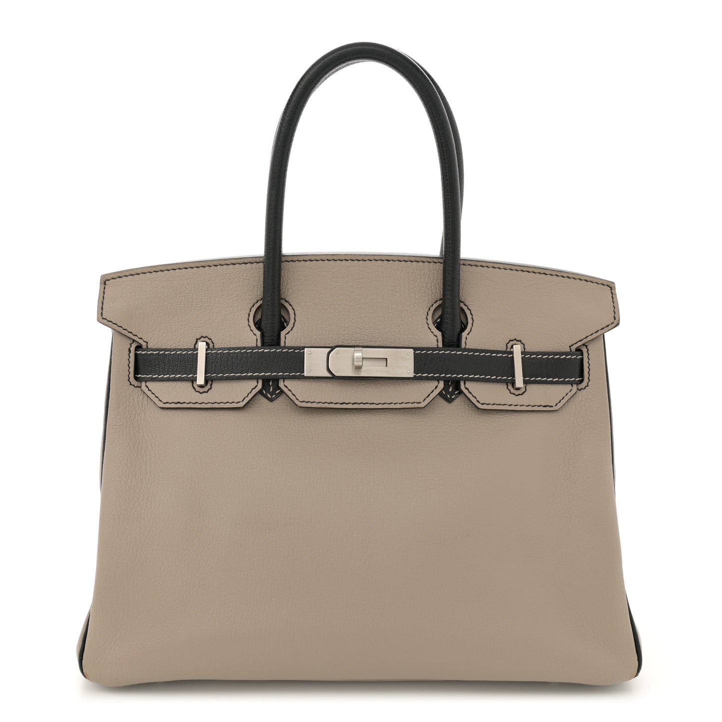 Chevre Mysore Horseshoe Birkin 30 Gris Tourterelle Black