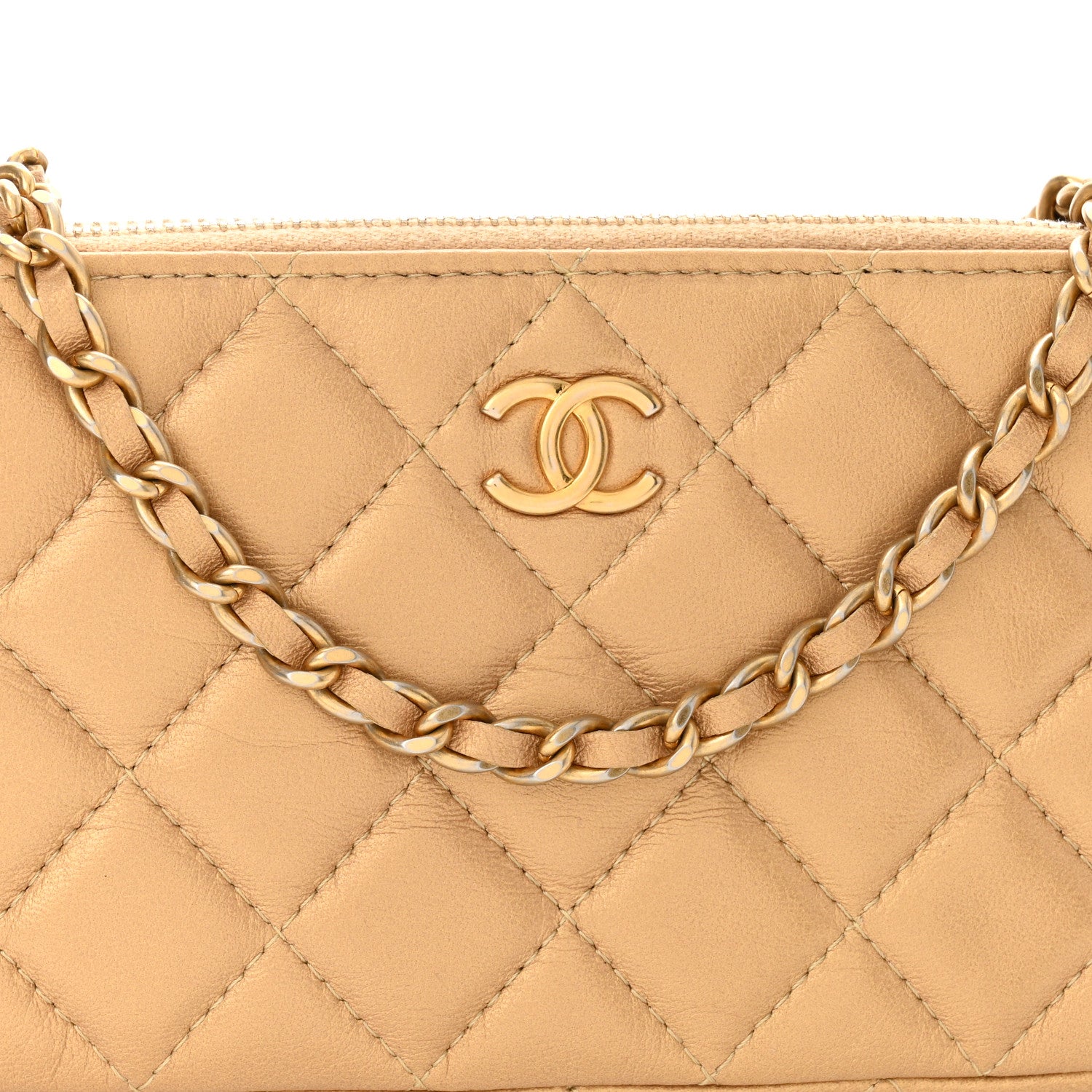 Chanel Metallic Lambskin Quilted Graffiti Small Clutch With Chain Gold 10 of 12