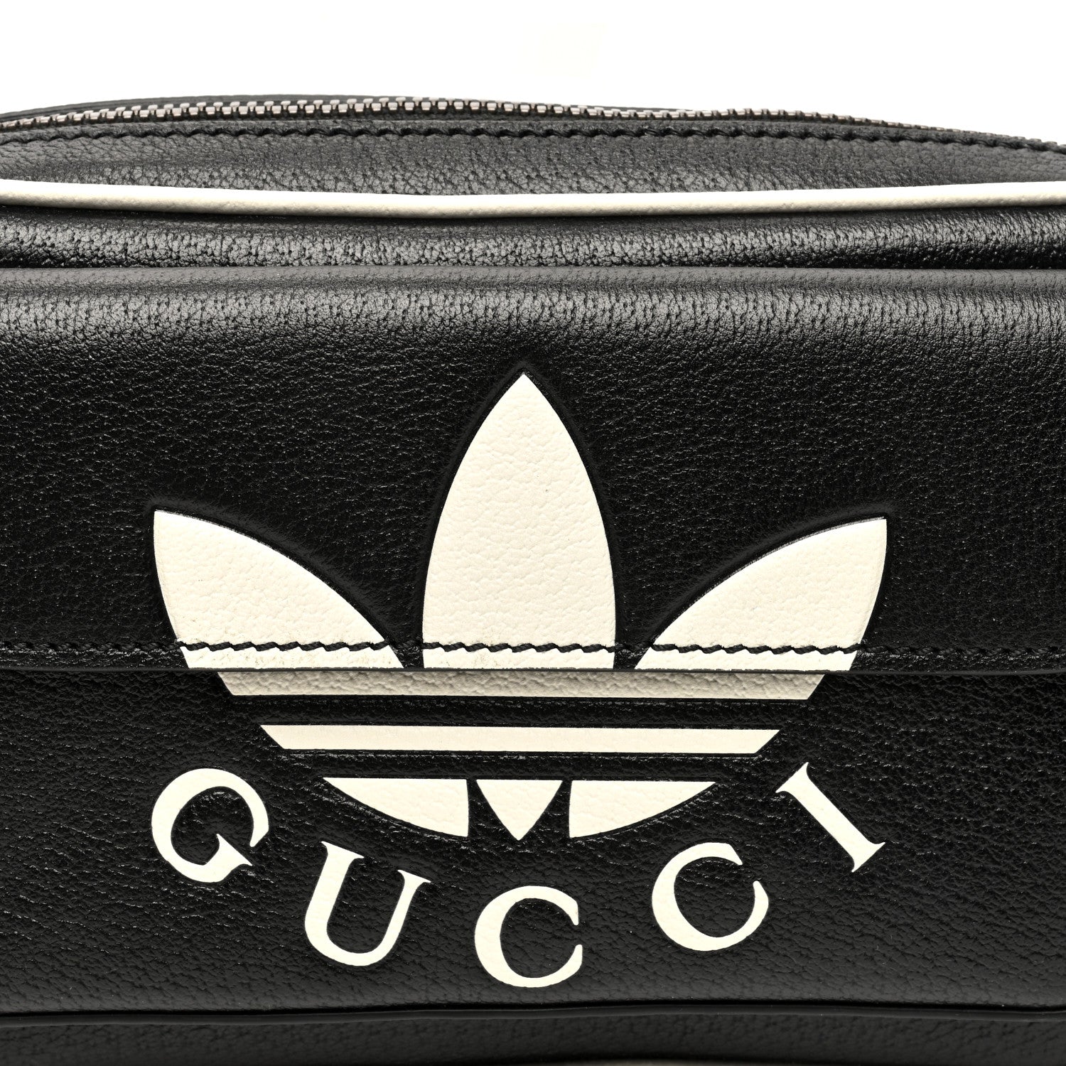 Gucci X ADIDAS Textured Dollar Calfskin Belt Bag Black 7 of 9