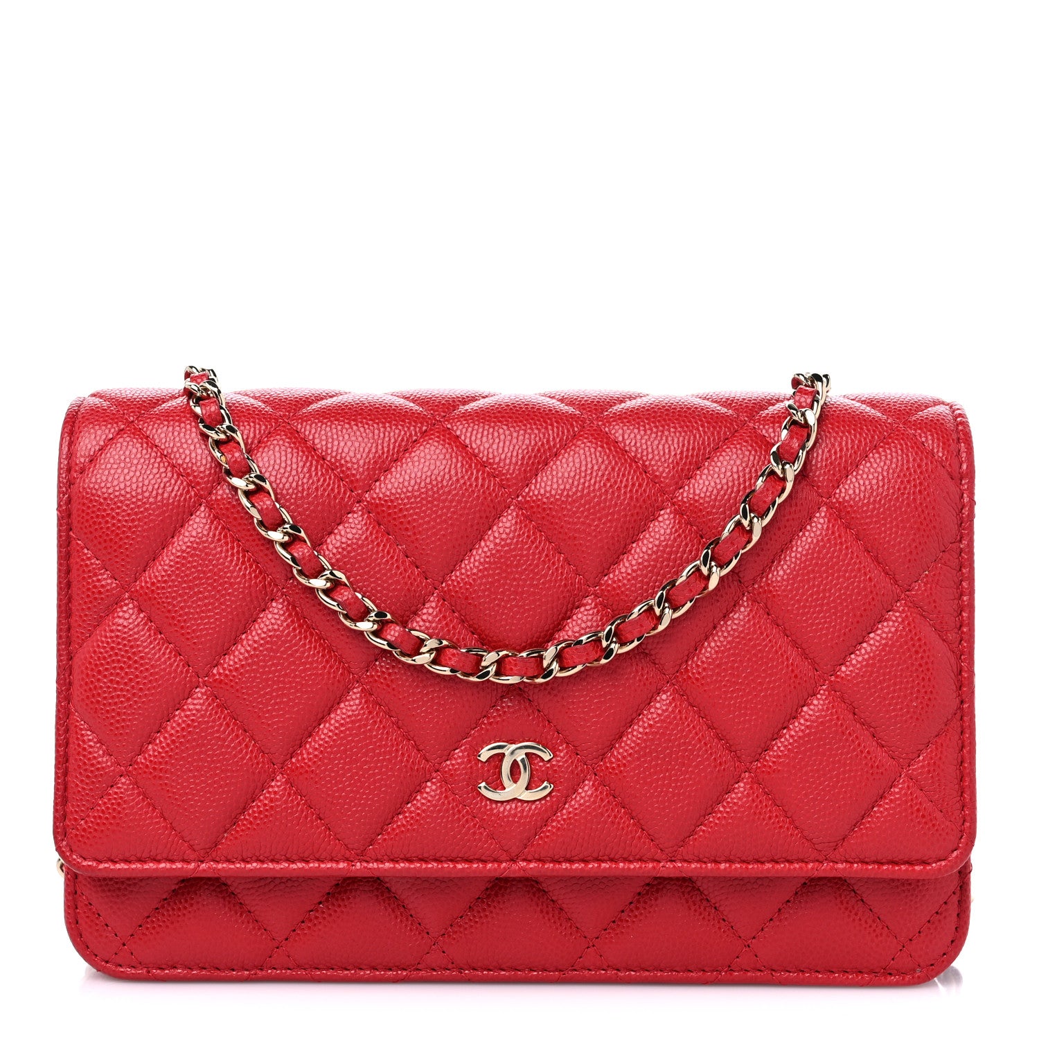 Chanel Caviar Quilted Wallet on Chain WOC Red 1 of 11