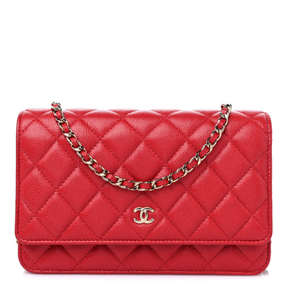 Chanel Caviar Quilted Wallet on Chain WOC Red 1 of 11