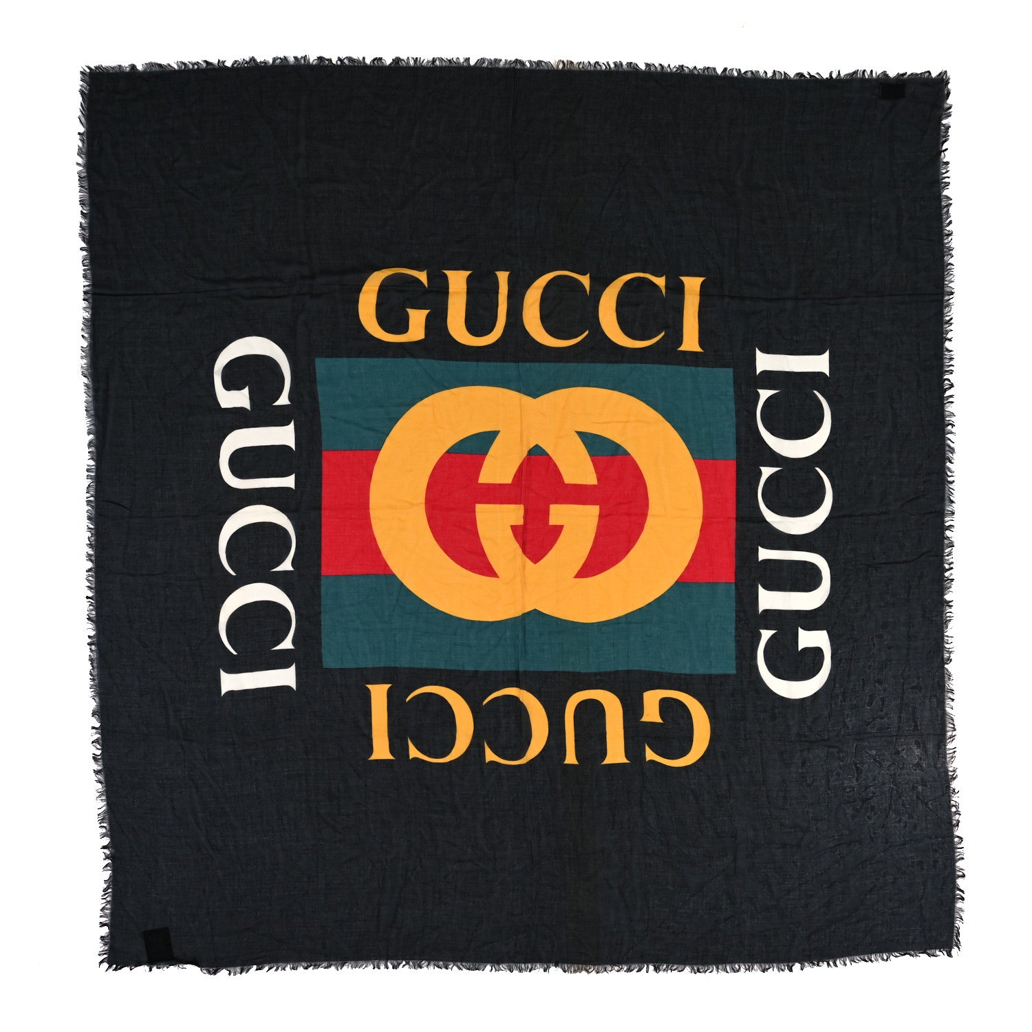 Gucci Modal Silk Logo Square Scarf Black 1 of 3