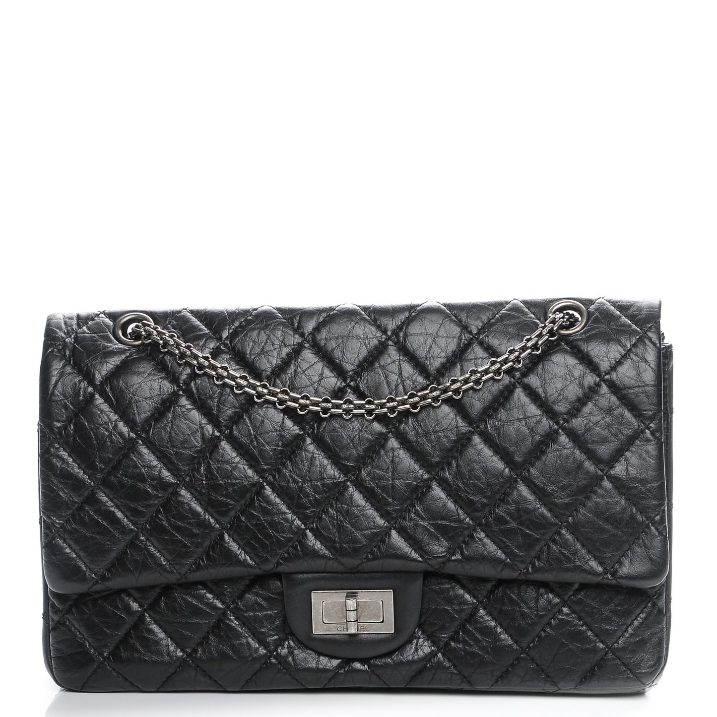 Aged Calfskin Quilted 2.55 Reissue 227 Flap Black