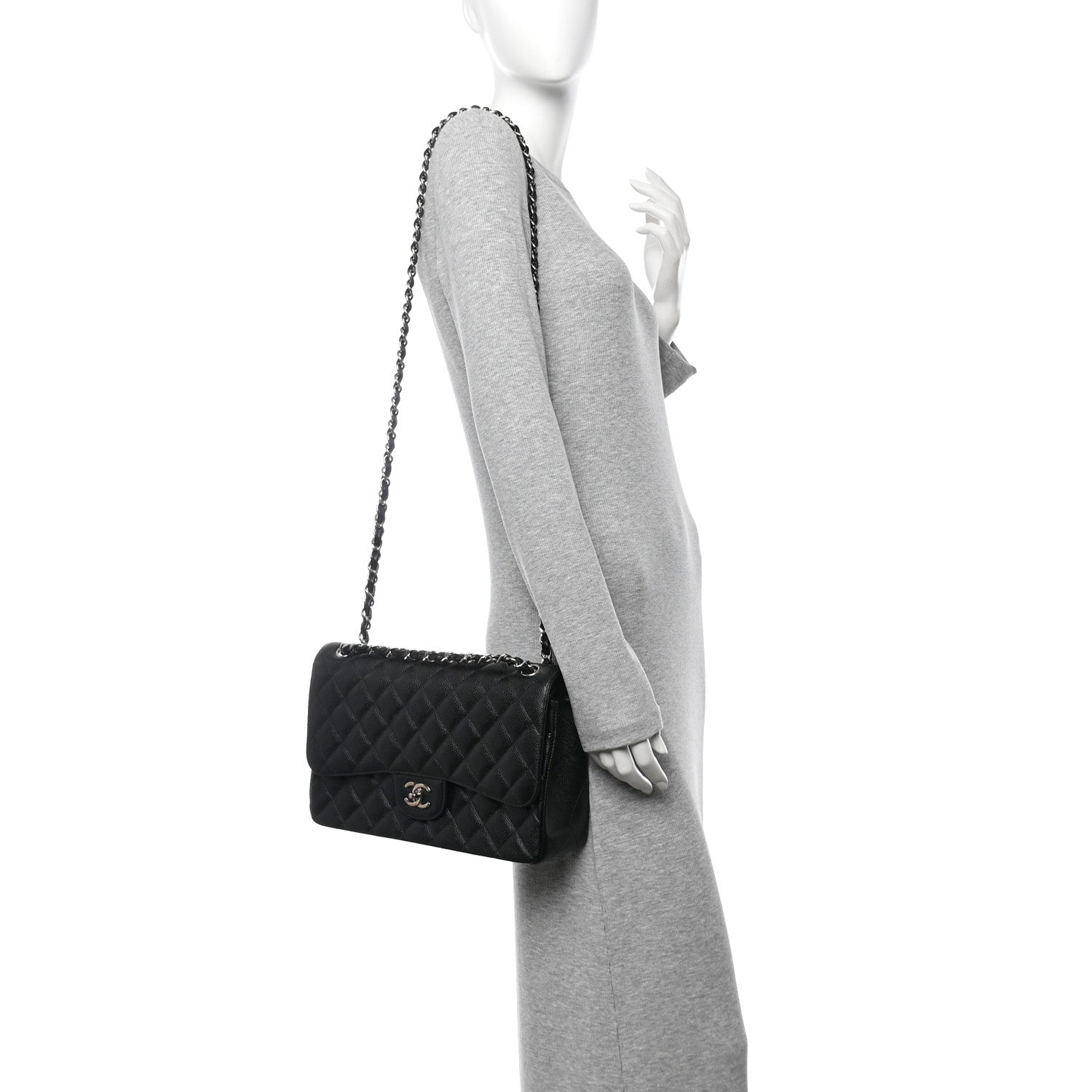 Chanel Caviar Quilted Jumbo Double Flap Black 2 of 11