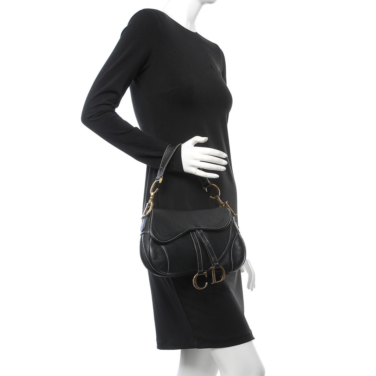 Calfskin Double Saddle Bag Black