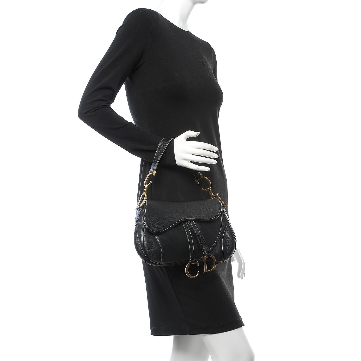 Christian Dior Calfskin Double Saddle Bag Black 2 of 11