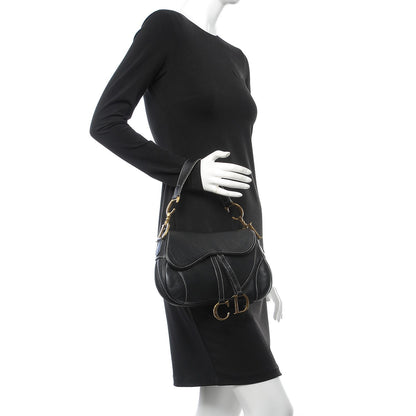 Christian Dior Calfskin Double Saddle Bag Black 2 of 11