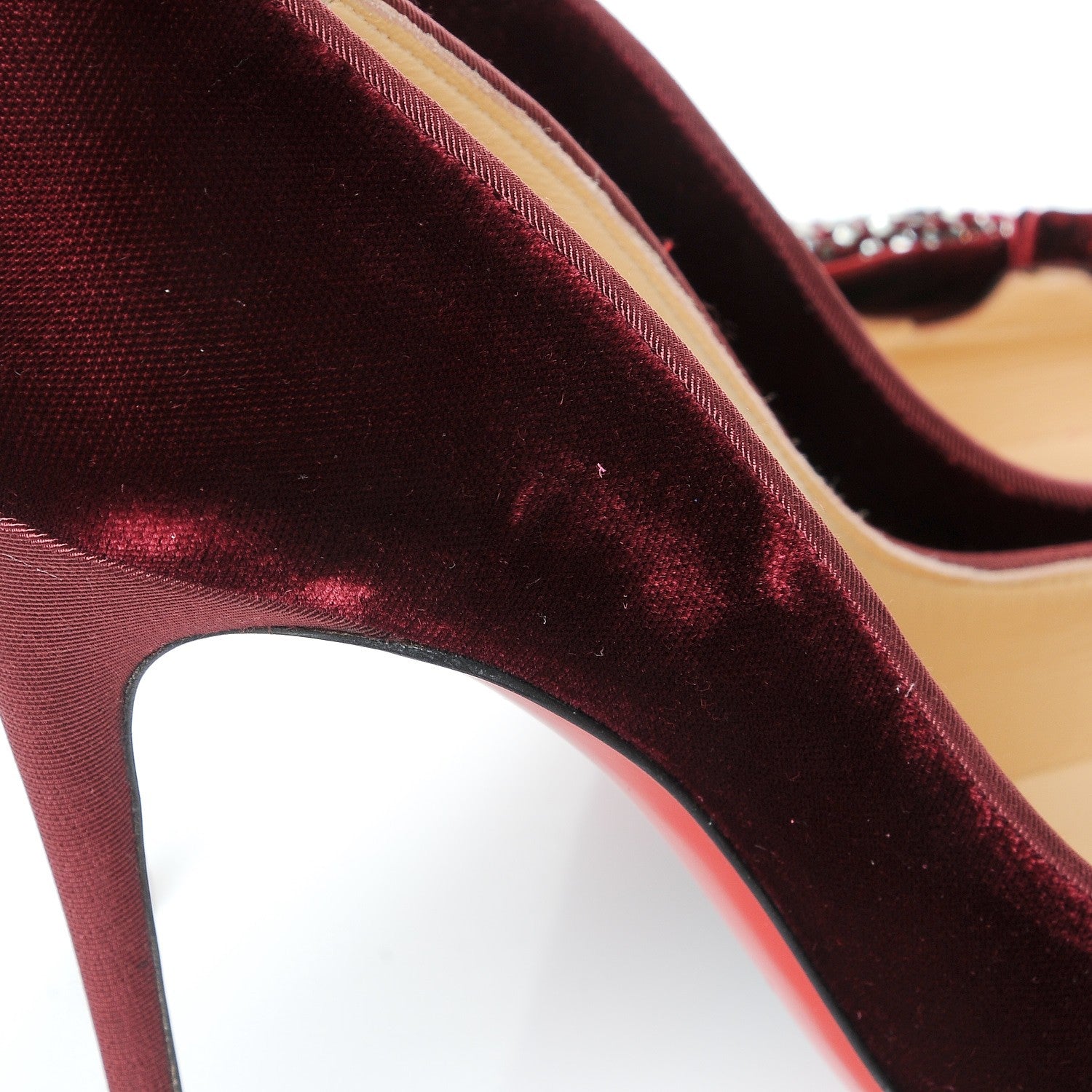 Christian Louboutin Velvet Madame Menule Bow 100 Pumps 39 Burgundy 6 of 8