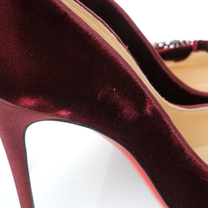 Christian Louboutin Velvet Madame Menule Bow 100 Pumps 39 Burgundy 6 of 8