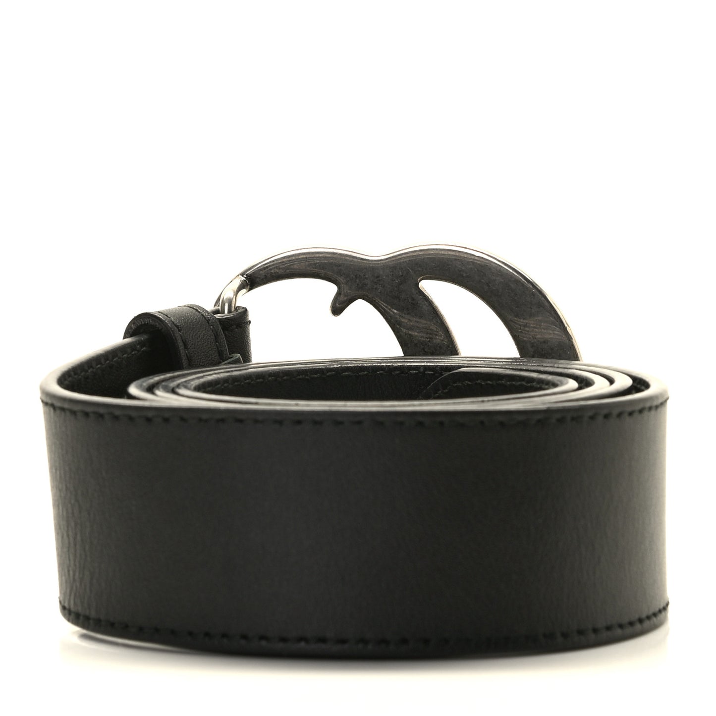 Moon Calfskin Nickel Double G 40mm Belt 85 34 Black