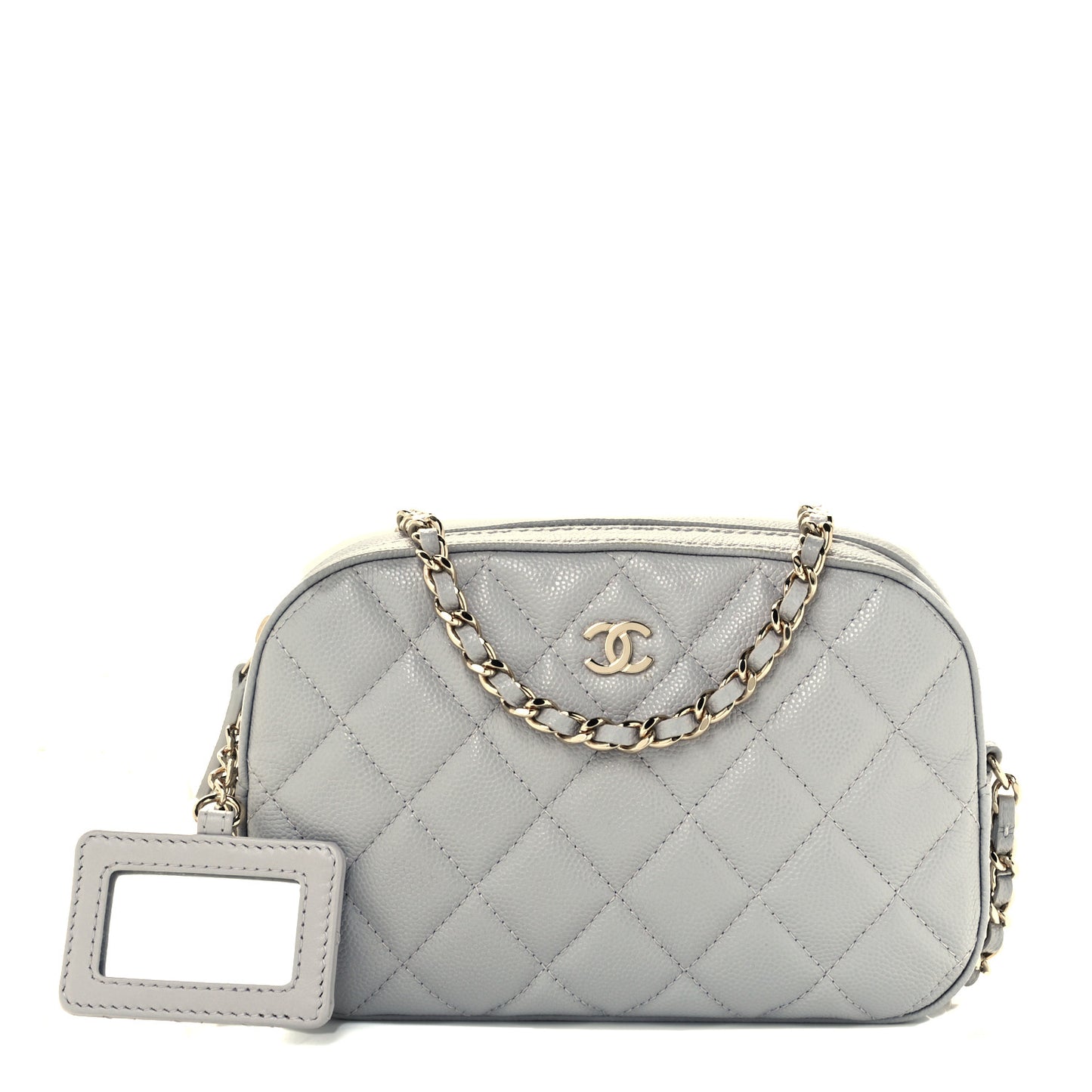 Caviar Quilted Camera Case Grey