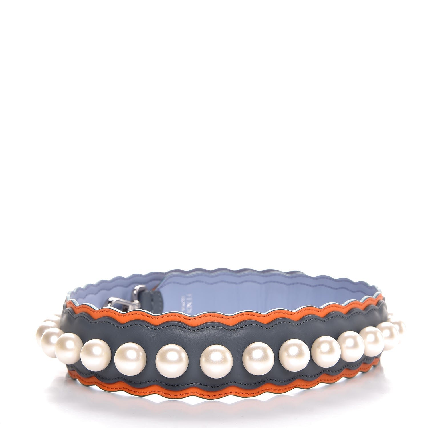 Fendi Vitello Century Pearl Tri-Color Scalloped Studded Strap You