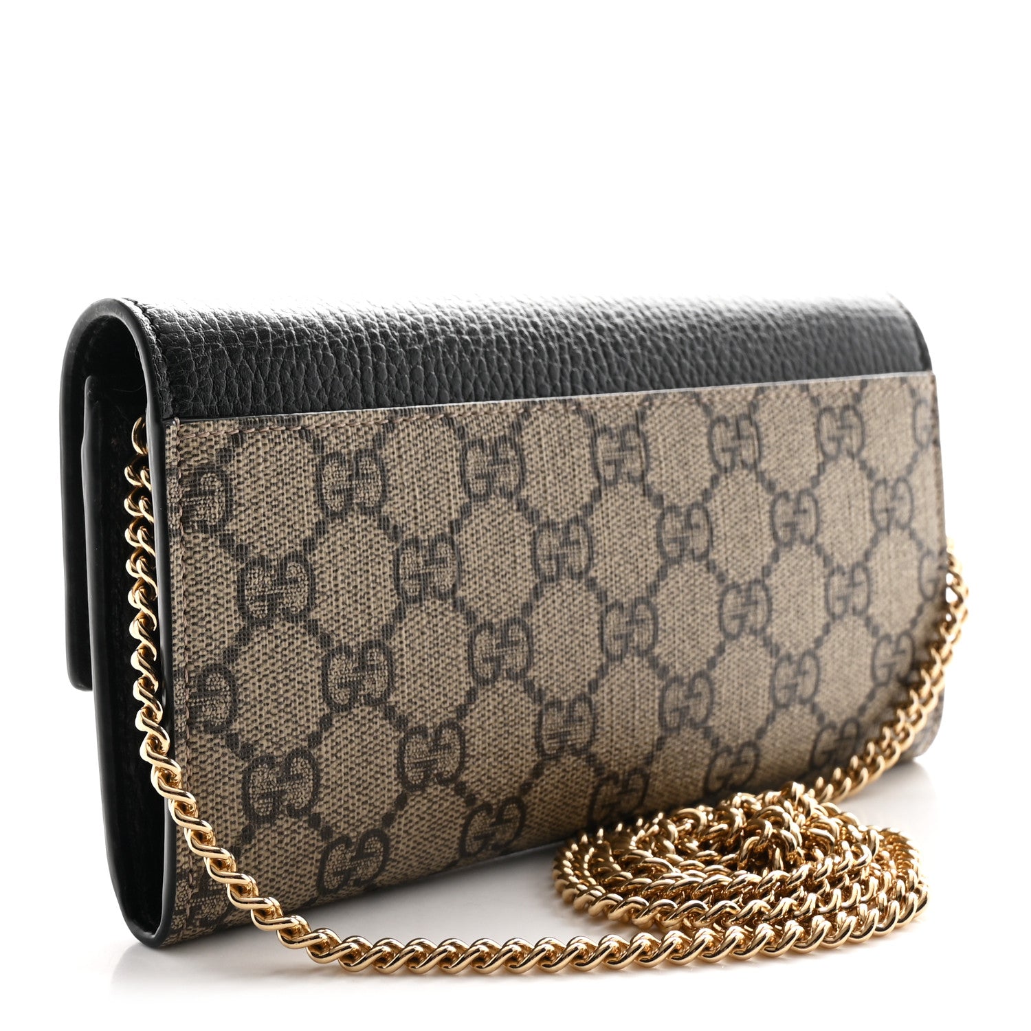 Gucci Dollar Calfskin GG Supreme Monogram Petite GG Marmont Wallet Chain Bag Black Beige Ebony 3 of 11