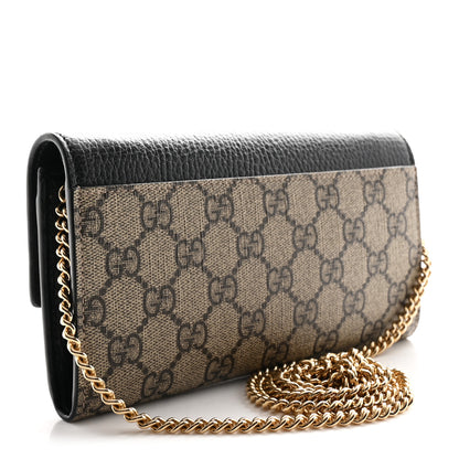 Gucci Dollar Calfskin GG Supreme Monogram Petite GG Marmont Wallet Chain Bag Black Beige Ebony 3 of 11