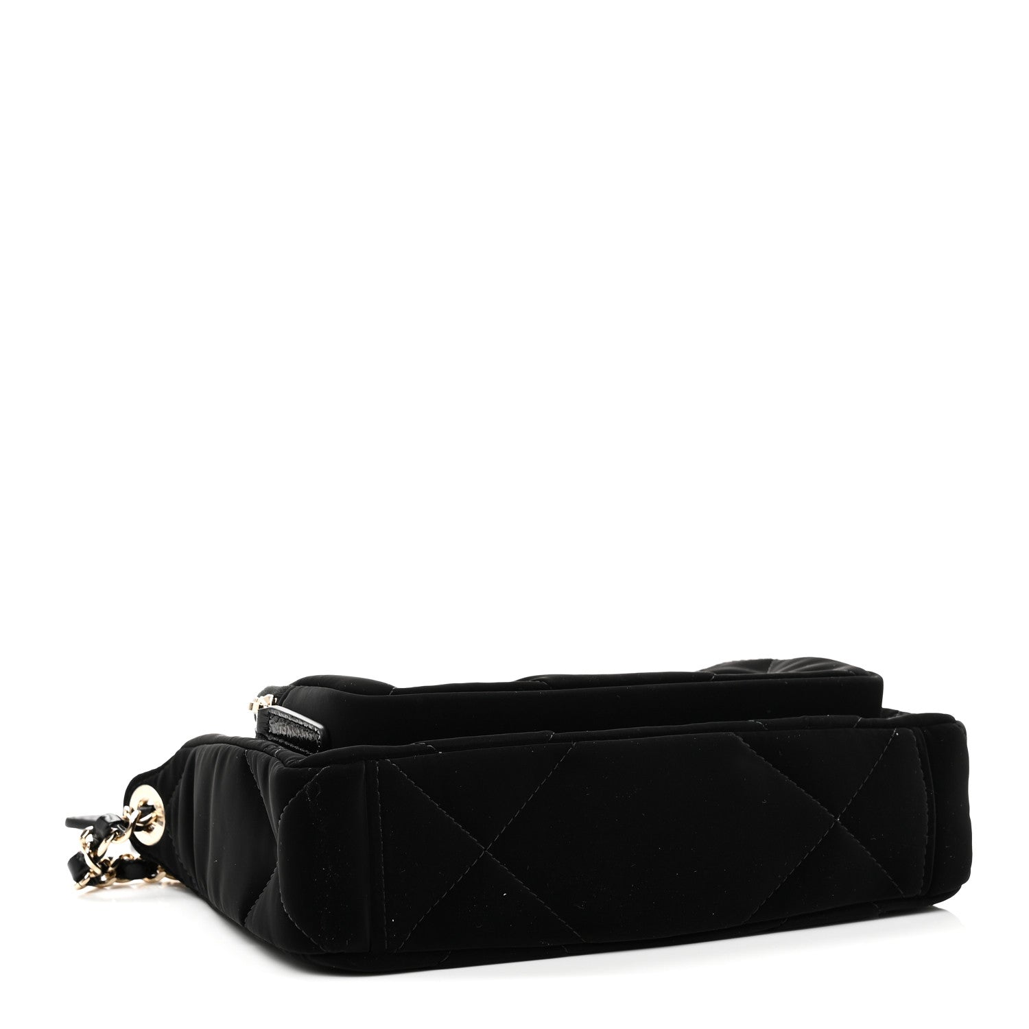 Chanel Velvet Effect Nylon Shiny Crumpled Calfskin Quilted Chanel 25 Clutch With Chain Black 4 of 10