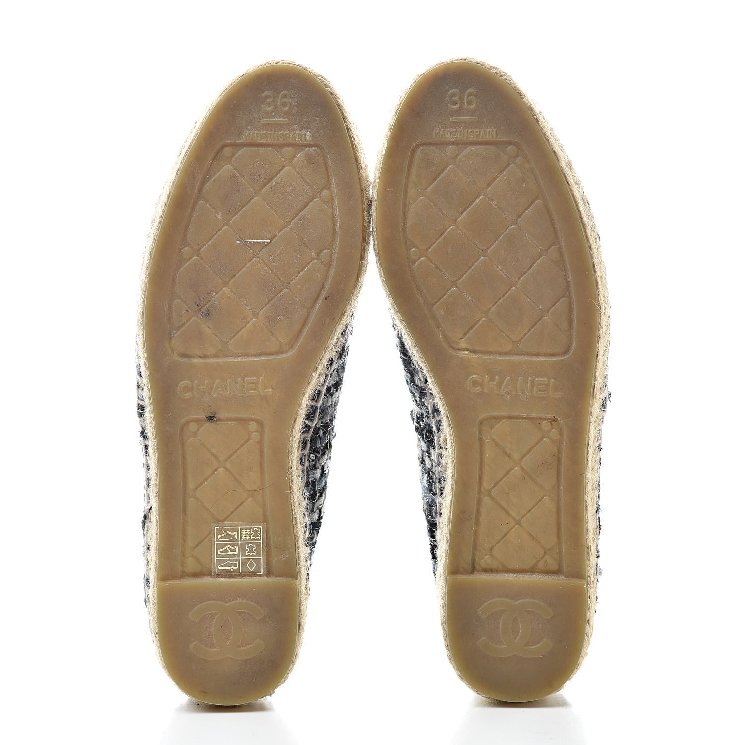 Chanel Metallic Tweed Lambskin CC Espadrilles 36 Blue Black Silver 5 of 11