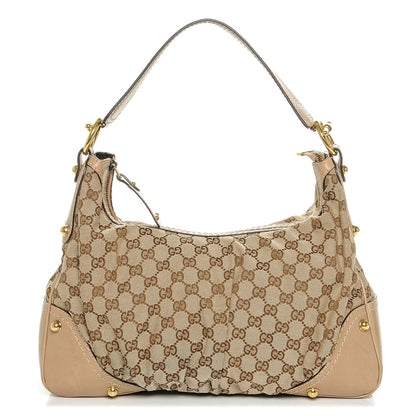 Gucci Monogram Medium Jockey Hobo Beige 1 of 8