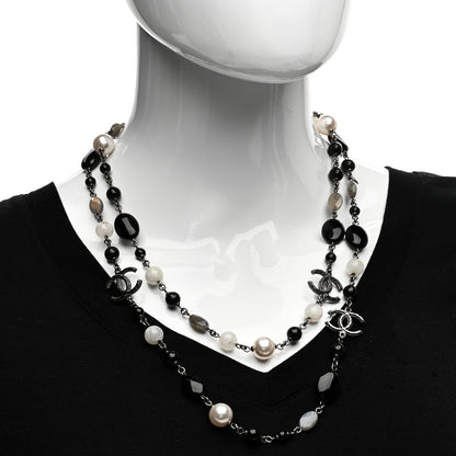 Chanel Ruthenium Pearl Beaded CC Long Necklace Black 2 of 5
