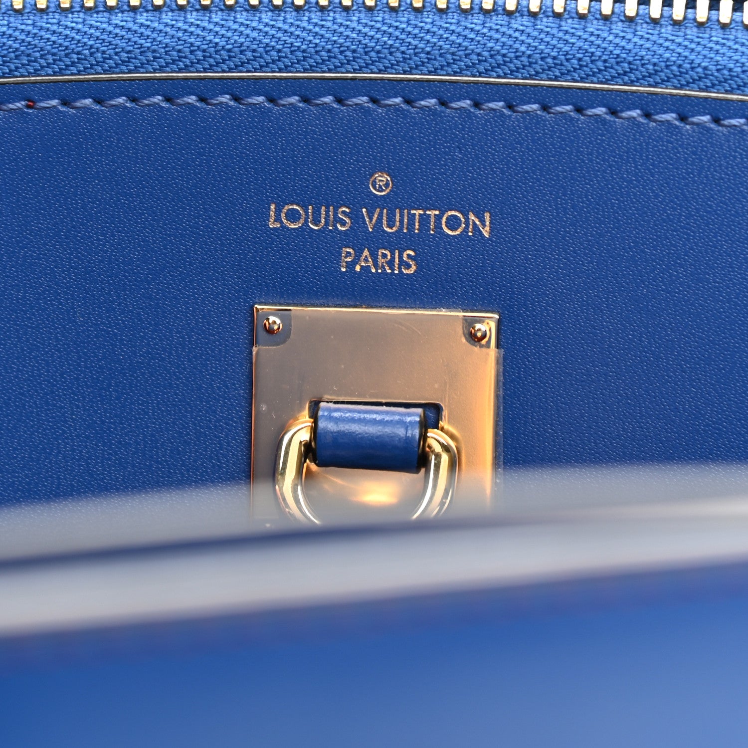 Louis Vuitton Calfskin Monogram City Steamer MM Blue Burgundy White 6 of 12