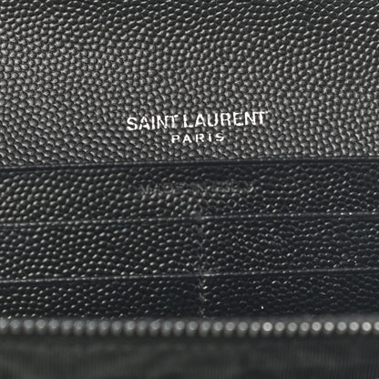Saint Laurent Grain De Poudre Matelasse Chevron Monogram Flap Wallet Black 5 of 6
