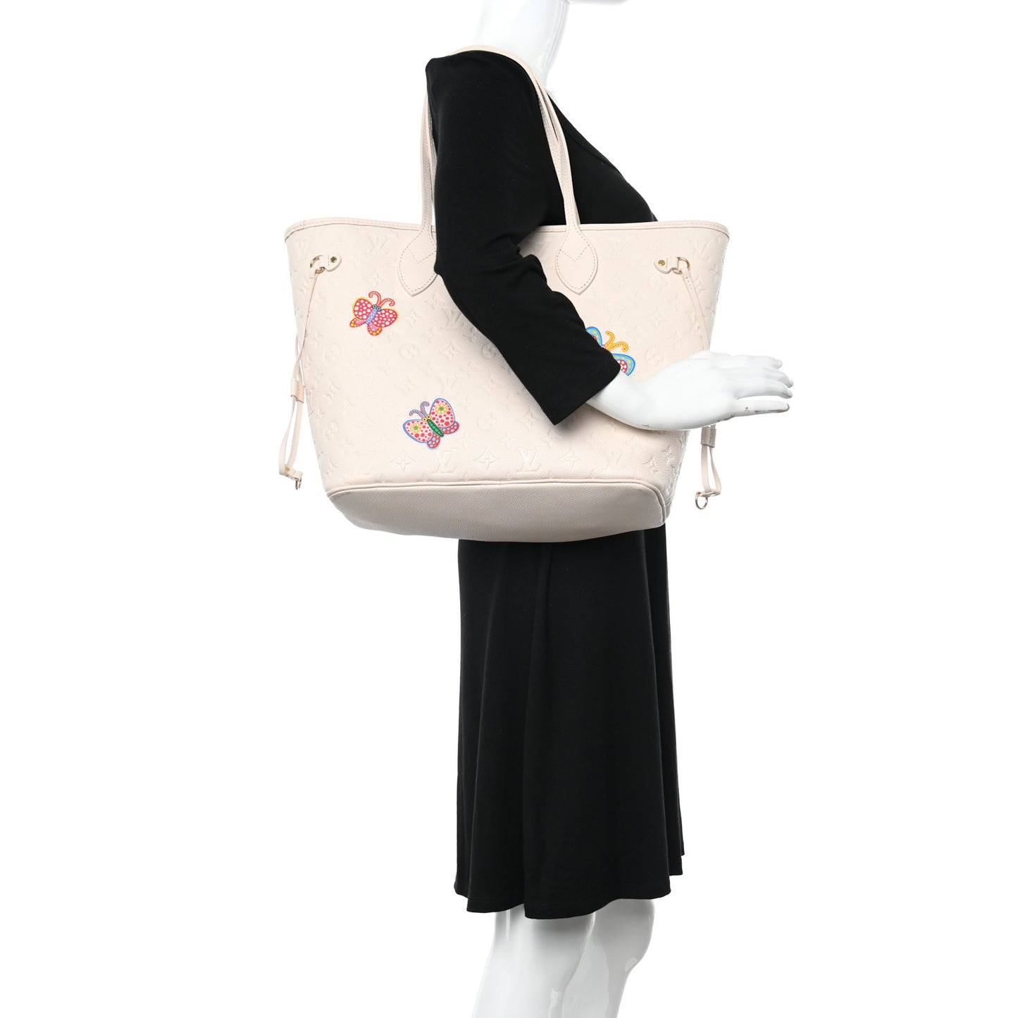 LV X YK Empreinte Inlaid Kusama Flowers Neverfull MM Quartz