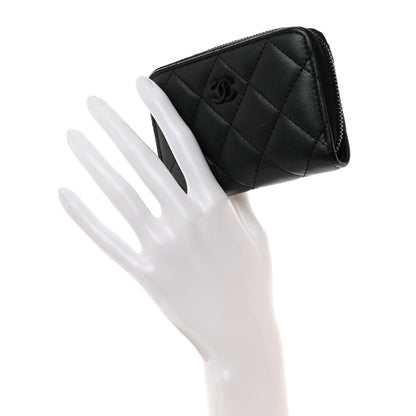Chanel Lambskin Quilted Zip Coin Purse So Black 2 of 8