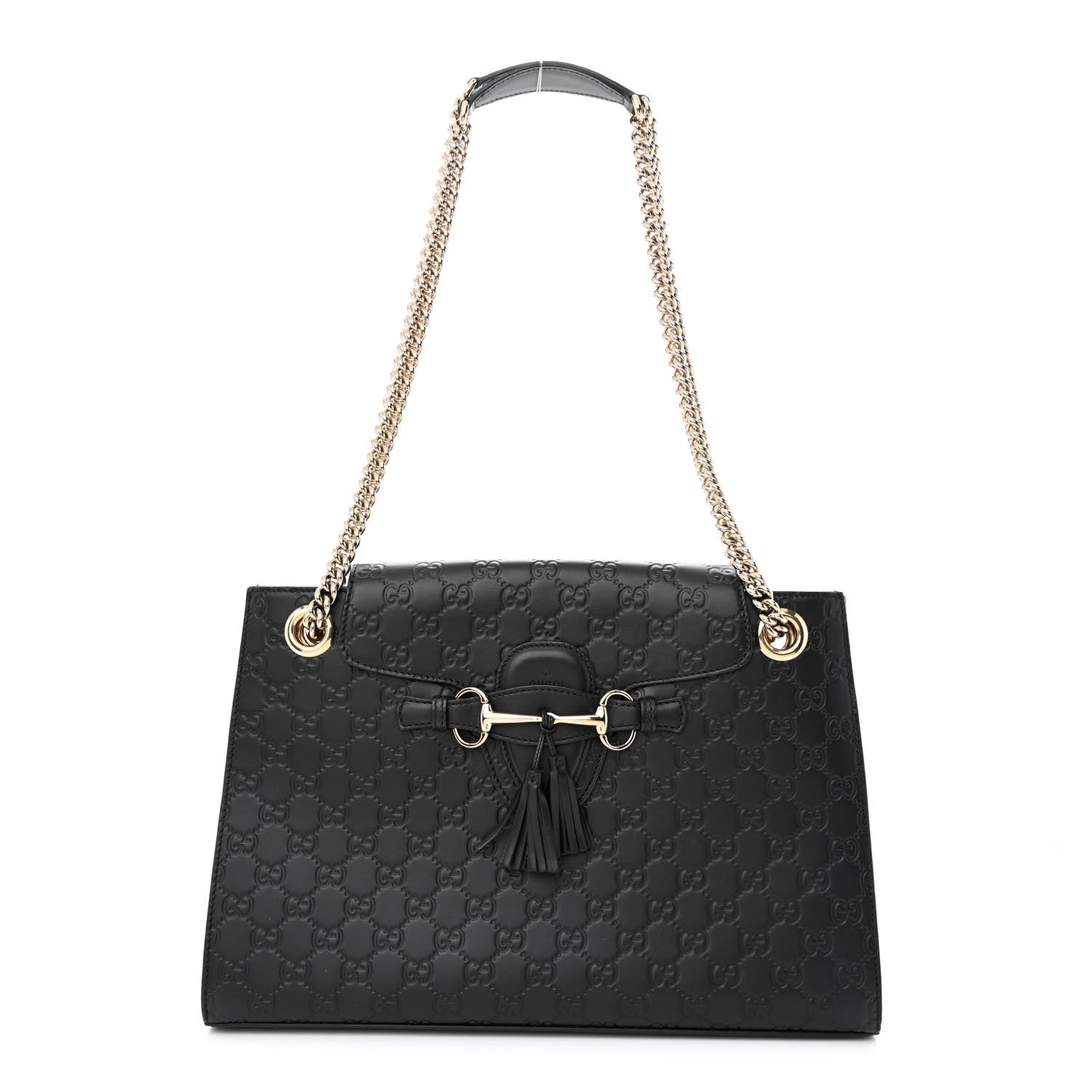 Gucci Guccissima Large Emily Chain Shoulder Bag Black 1 of 11