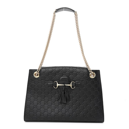 Gucci Guccissima Large Emily Chain Shoulder Bag Black 1 of 11