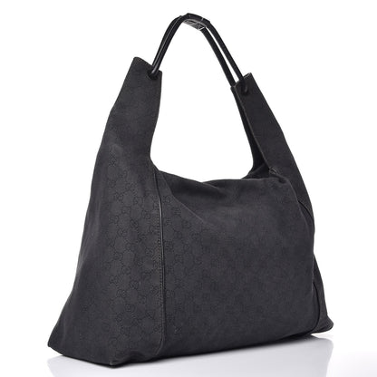 Gucci Denim Monogram Hobo Black 3 of 25