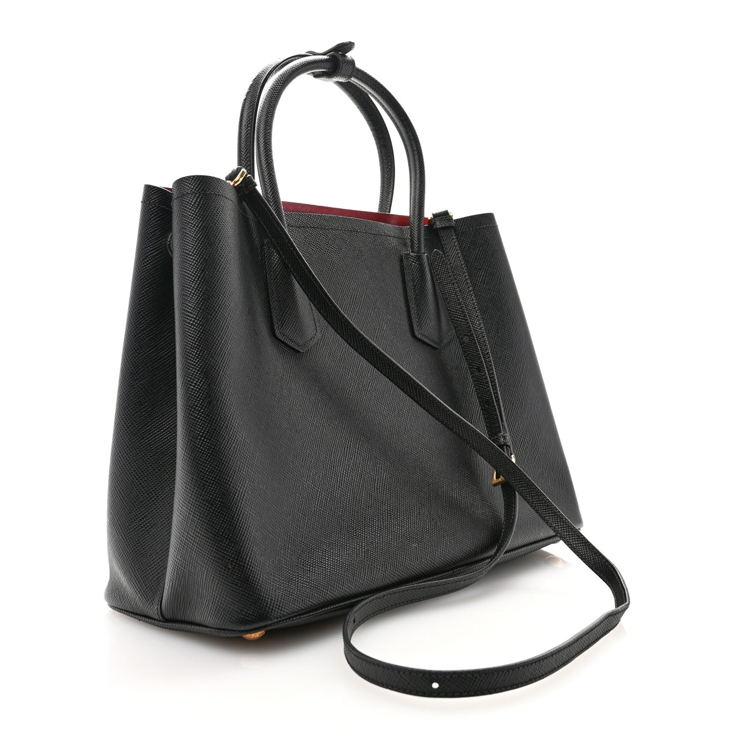 Saffiano Cuir Medium Double Bag Black Fuoco