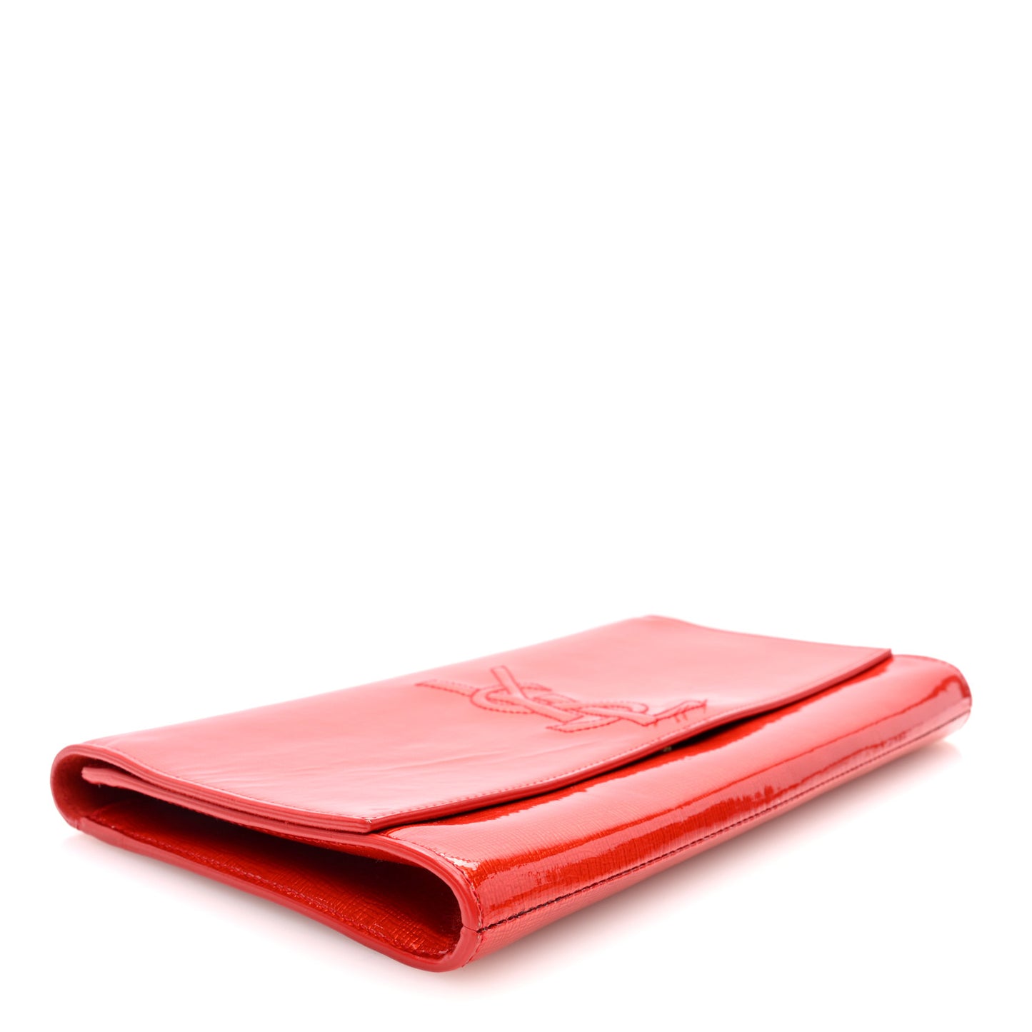 Textured Patent Monogram Large Belle De Jour Clutch Orange