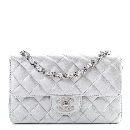 Chanel Metallic Lambskin Quilted Mini Rectangular Flap Silver 1 of 10