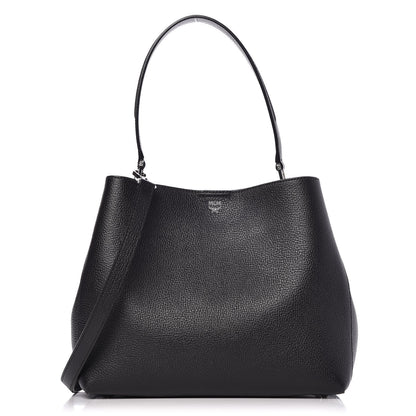MCM Grained Calfskin Medium Sarah Hobo Black 1 of 14