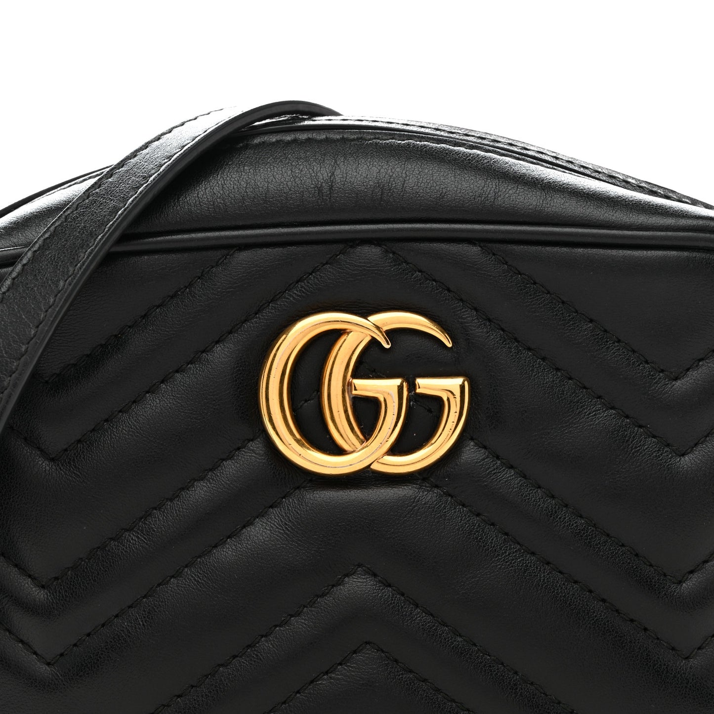 Calfskin Matelasse Mini GG Marmont Chain Shoulder Bag Black