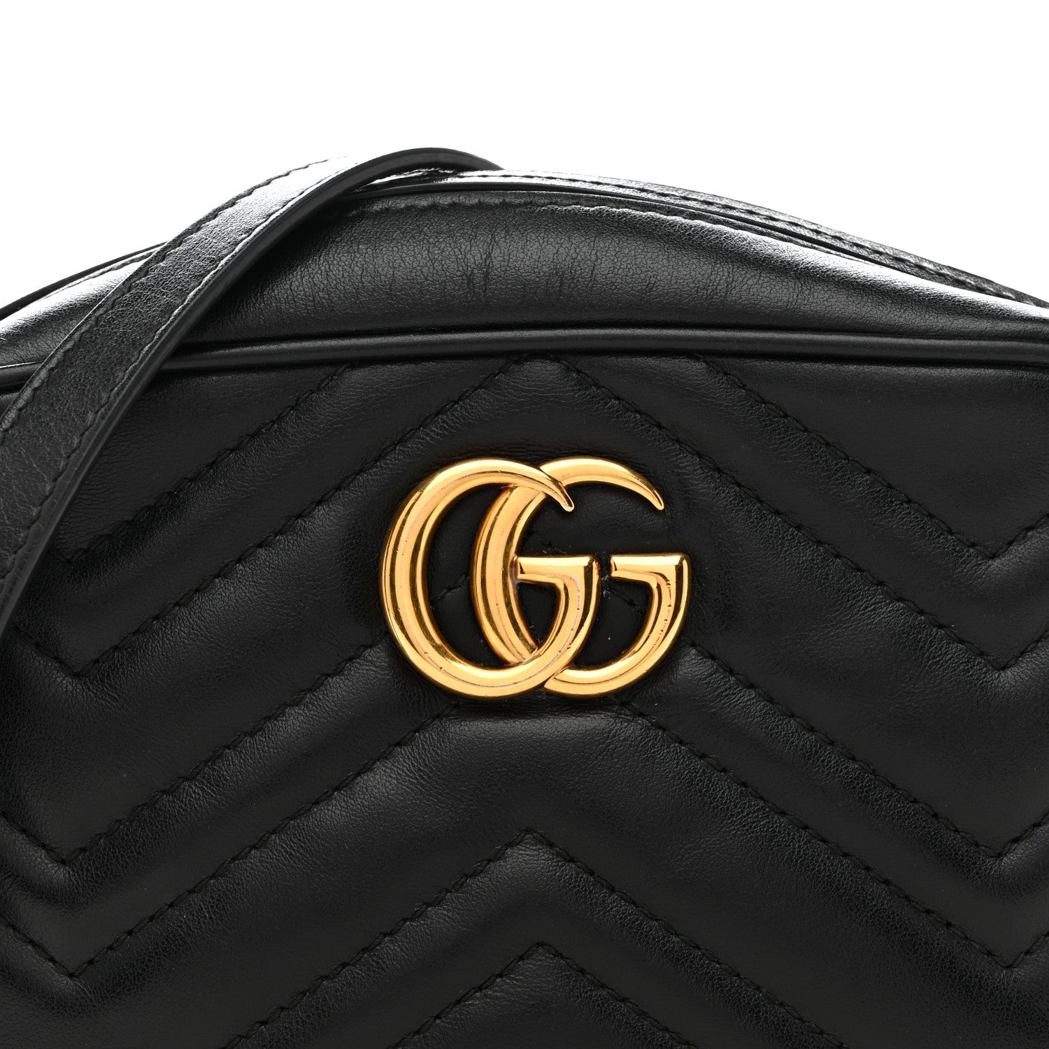 Gucci Calfskin Matelasse Mini GG Marmont Chain Shoulder Bag Black 8 of 14