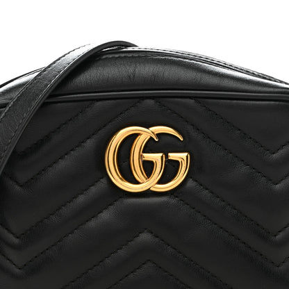 Gucci Calfskin Matelasse Mini GG Marmont Chain Shoulder Bag Black 8 of 14