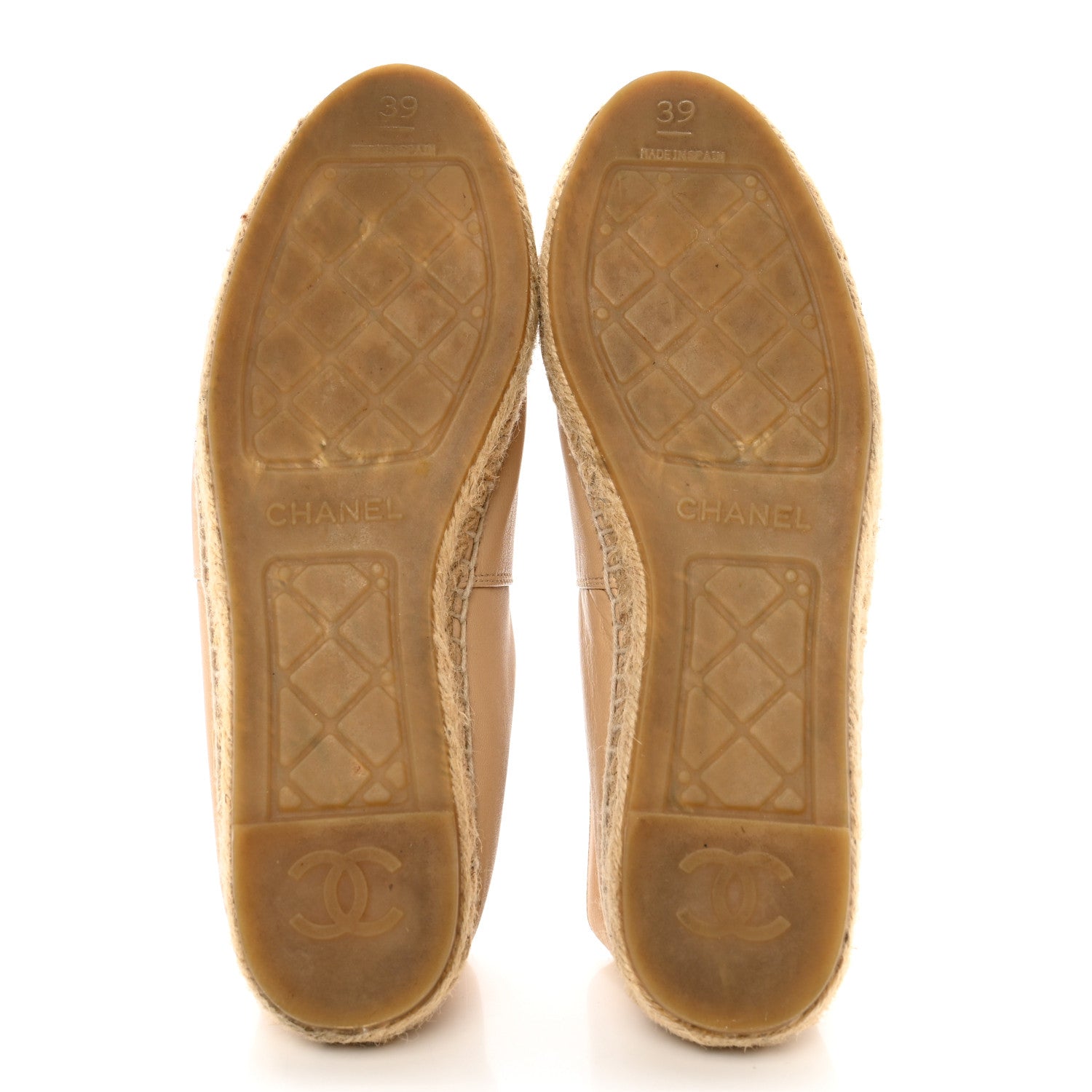 Chanel Lambskin CC Espadrilles 39 Beige Black 5 of 10