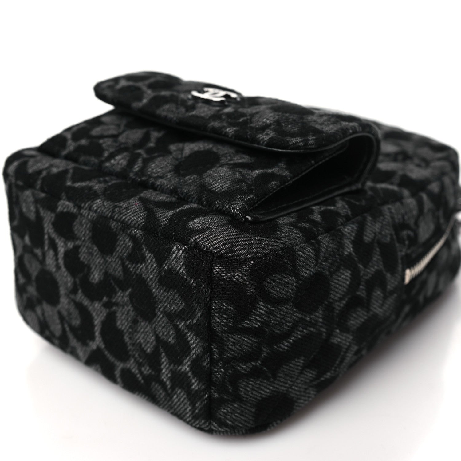 Chanel Denim Quilted Flower CC Mini Classic Backpack Black 10 of 11