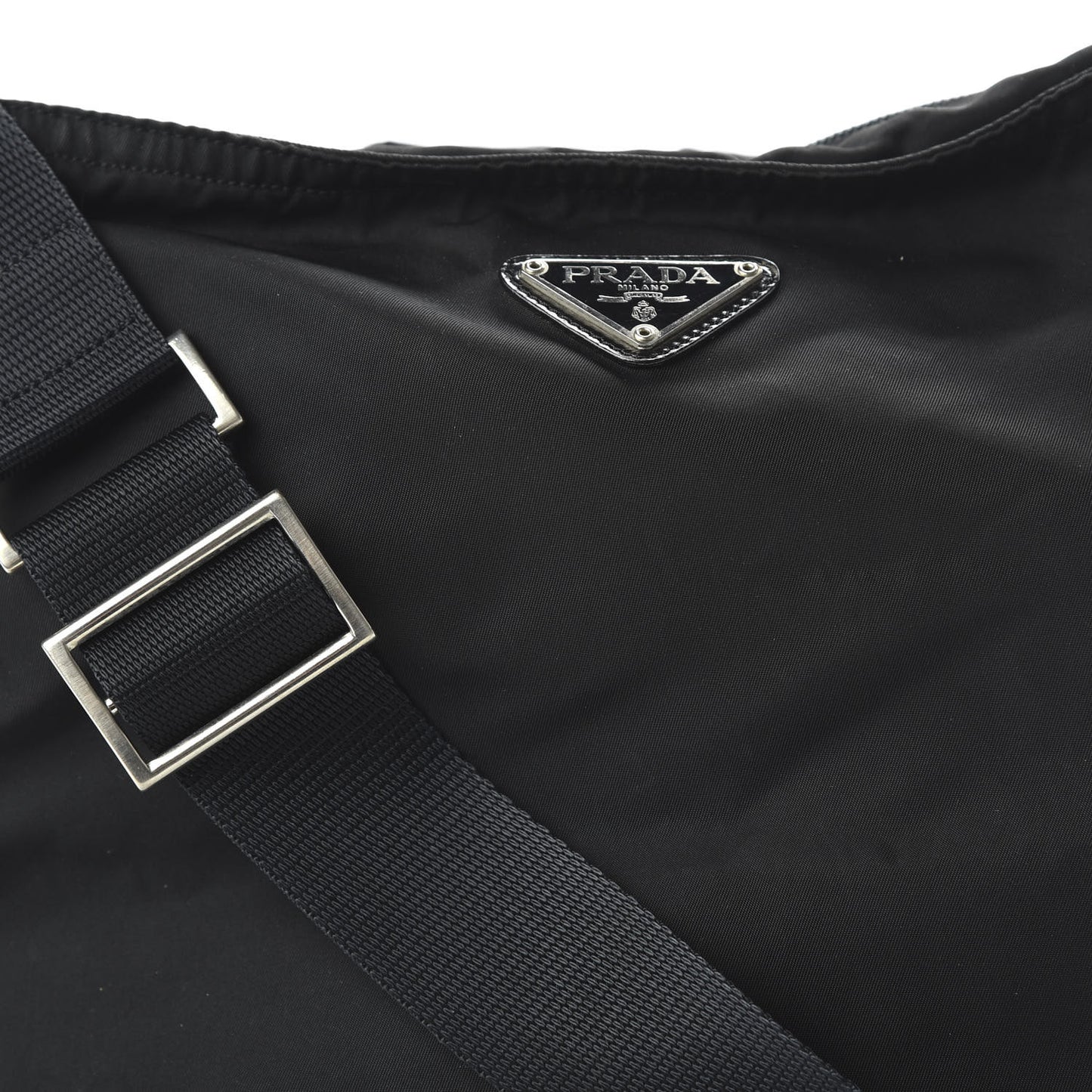 Nylon Flat Messenger Bag Black