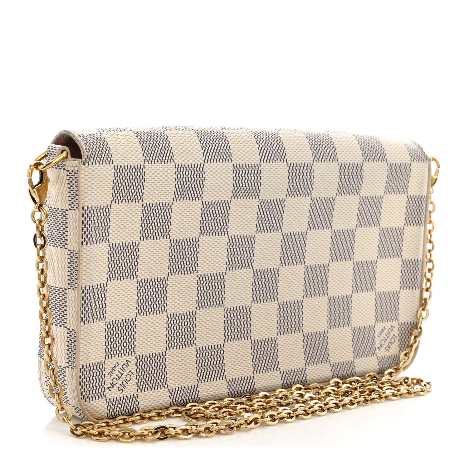 Louis Vuitton Damier Azur Pochette Felicie Chain Wallet Rose Ballerine 4 of 14