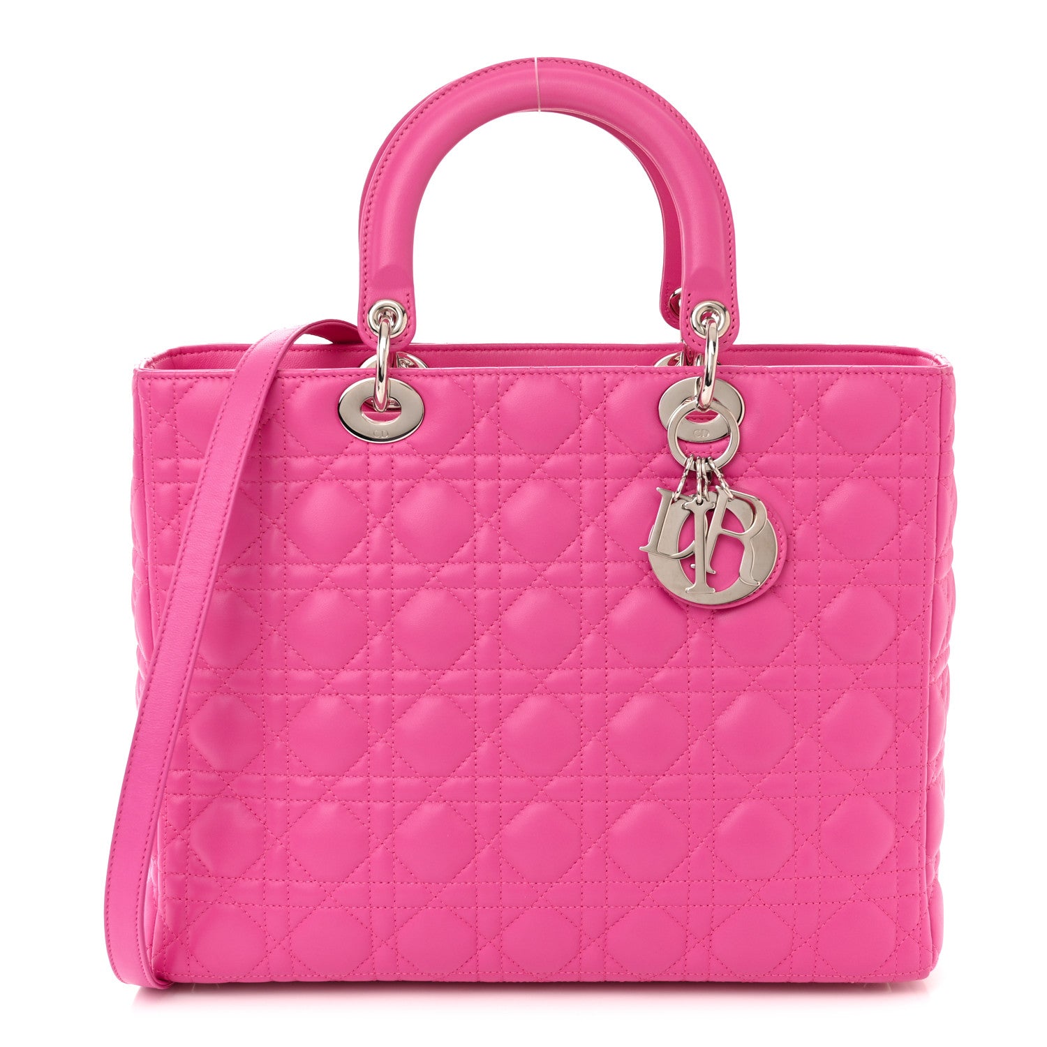 Christian Dior Lambskin Cannage Large Lady Dior Rose Sorbet 1 of 10