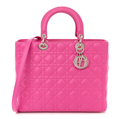 Christian Dior Lambskin Cannage Large Lady Dior Rose Sorbet 1 of 10